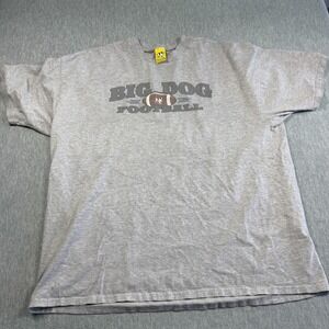 Big Dogs Shirt Men XXL Gray Big Dog Football Graphic Short Sleeve T-Shirt VTG